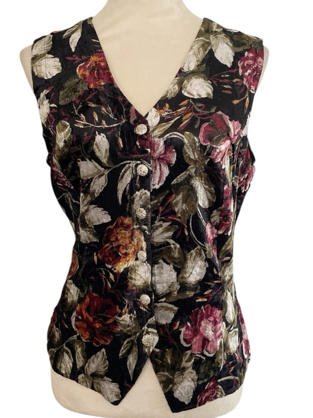 90s Nostalgia Deadstock Velvet Floral Vest NWT Medium Whimsigoth